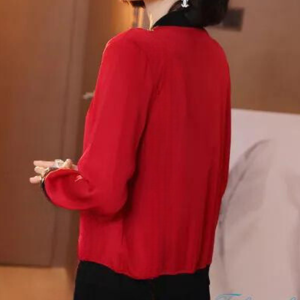 Rød ensfarvet kort cardigan