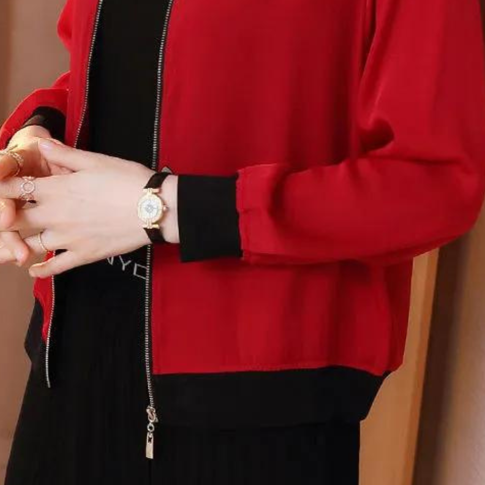 Rød ensfarvet kort cardigan