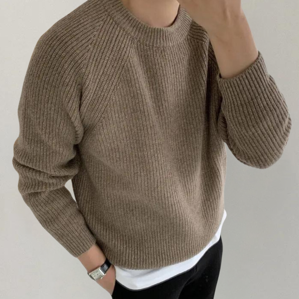 Alsidig langærmet strikket sweater til mænd