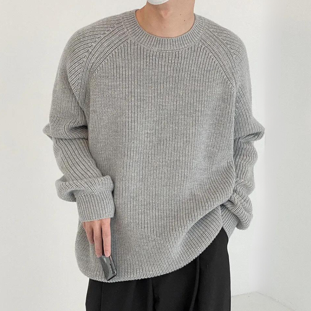 Alsidig langærmet strikket sweater til mænd