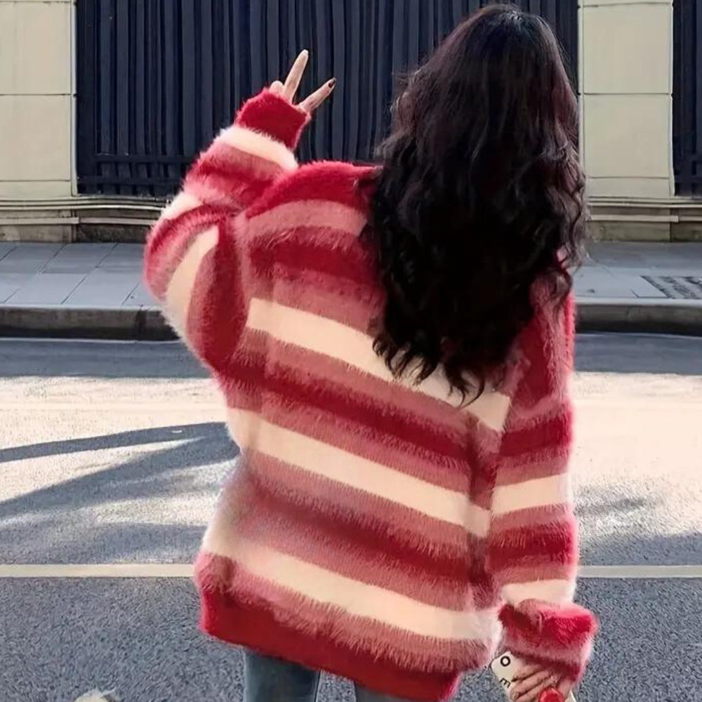 Rød mohairblød sweater til kvinder