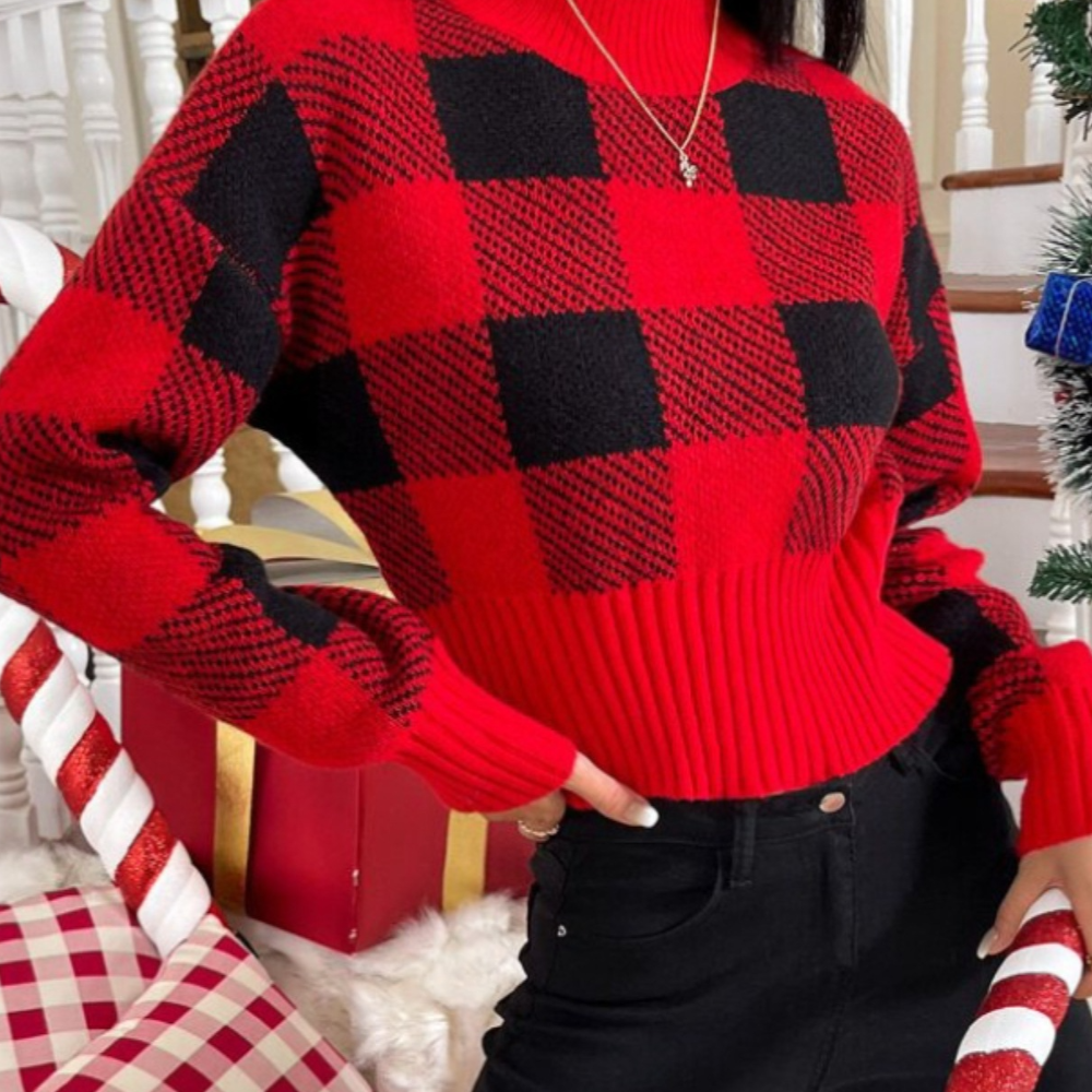 Stilfuld ternet sweater til kvinder
