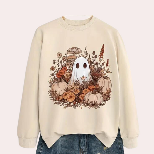 Hvid langærmet Ghost-sweater