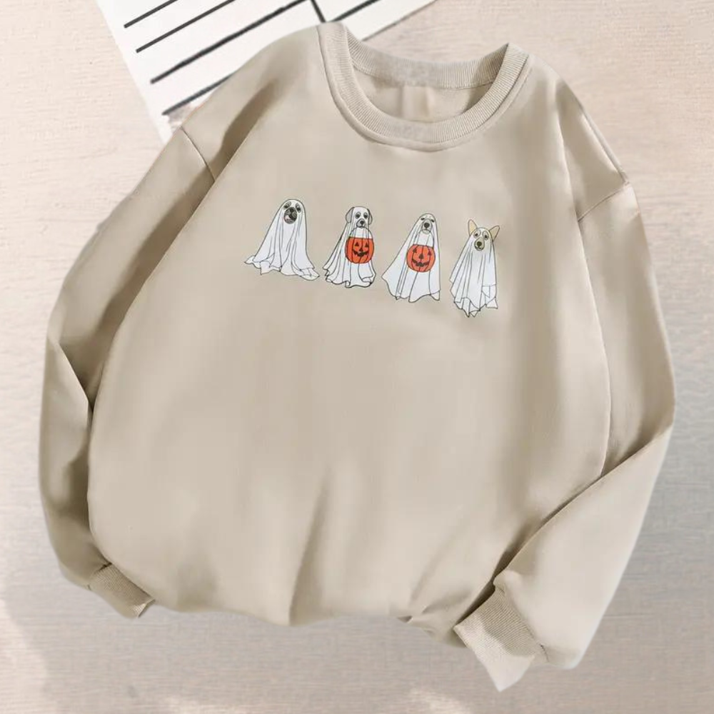 Halloween-sweater med hundeprint