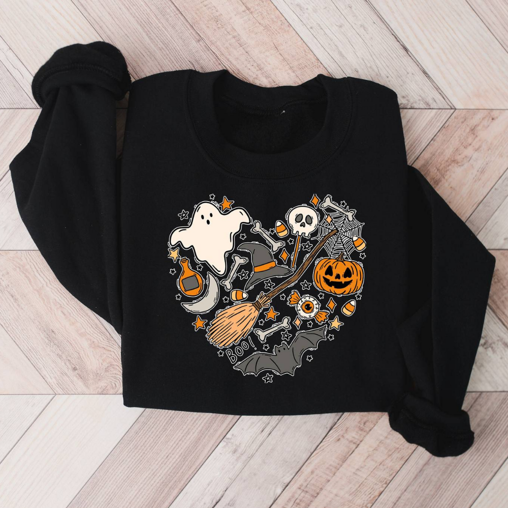 Halloween-sweater med hjerte
