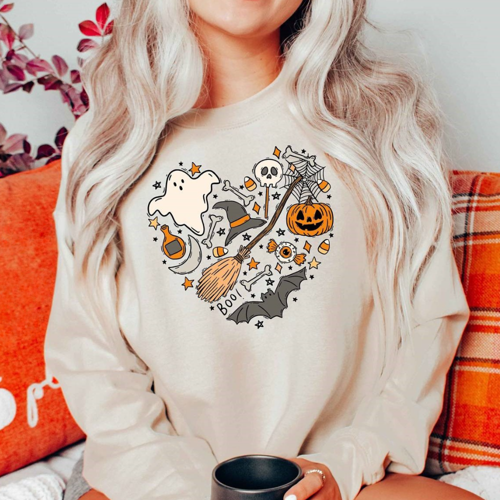 Halloween-sweater med hjerte
