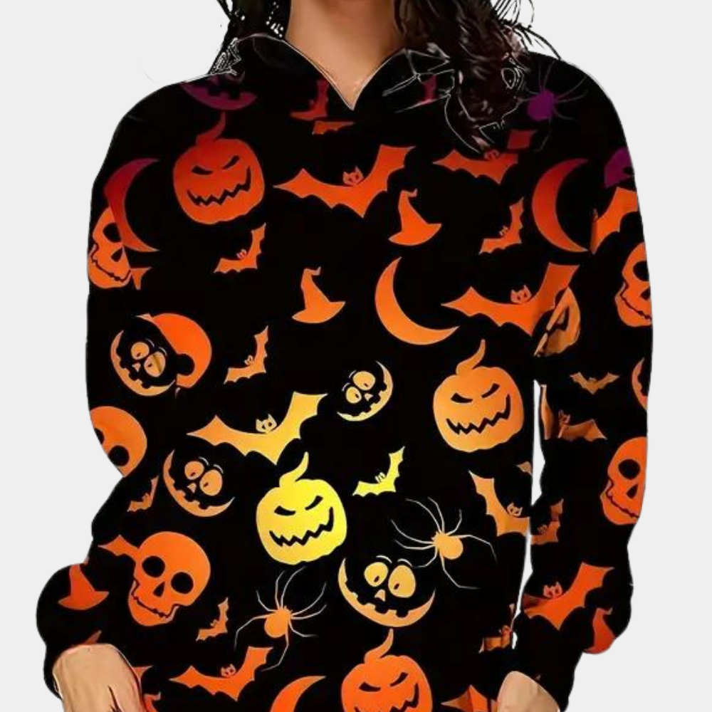 Trendy dames halloween trui met capuchon