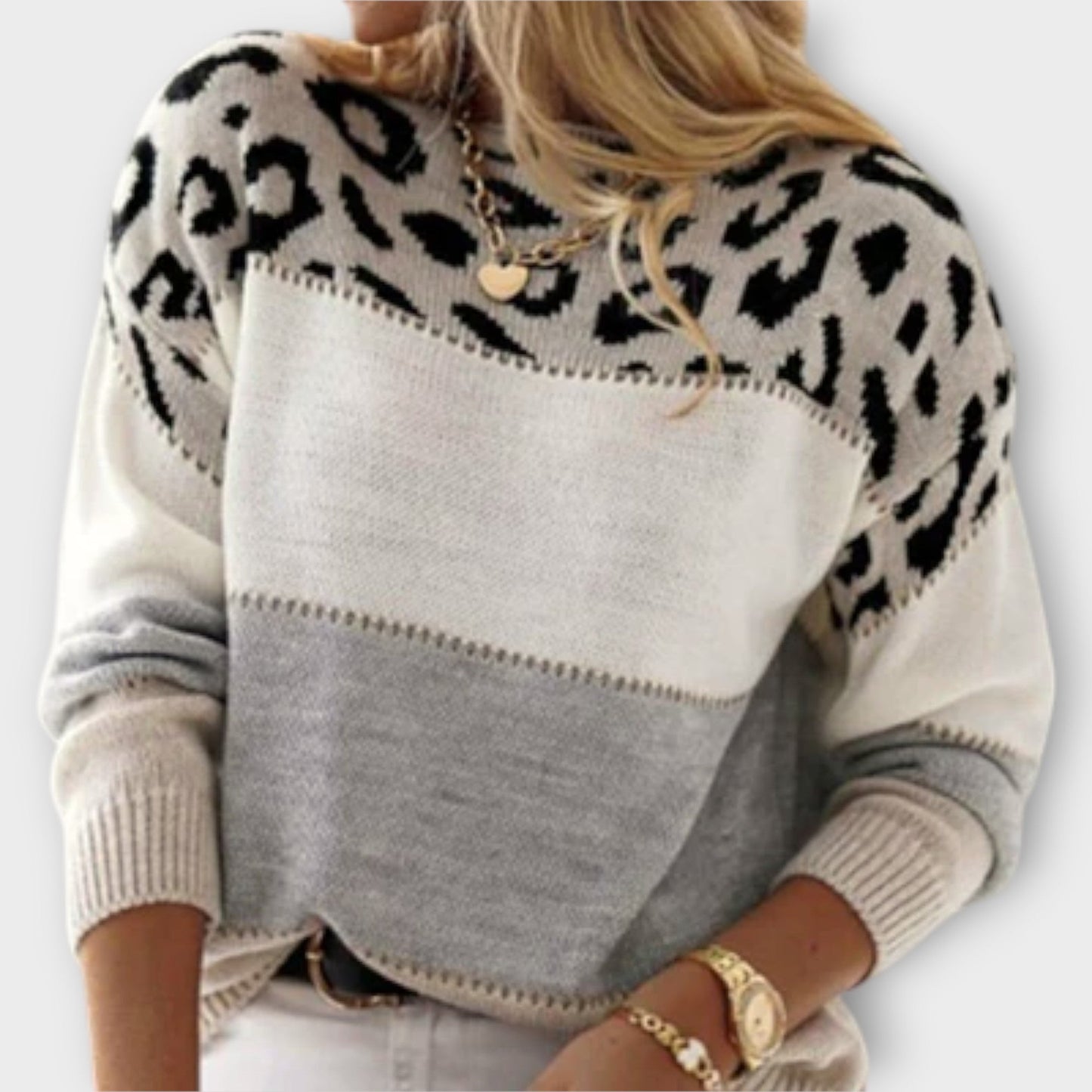 Casual trøje med leoparddesign til kvinder
