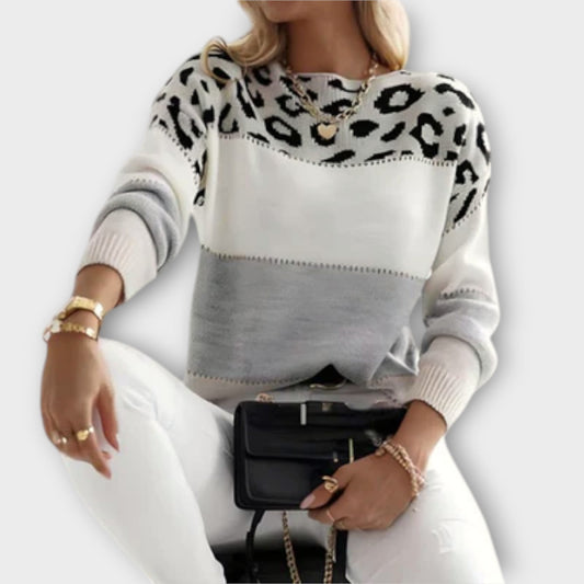 Casual trøje med leoparddesign til kvinder