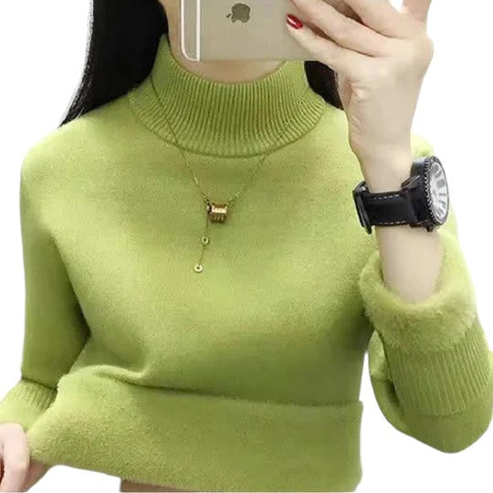 Strikket sweater med fløjlspasform