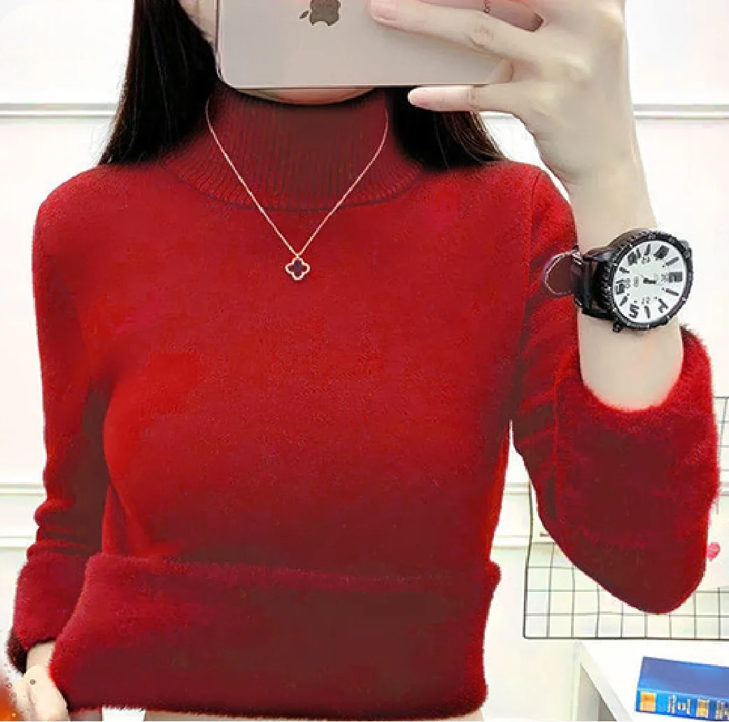 Strikket sweater med fløjlspasform