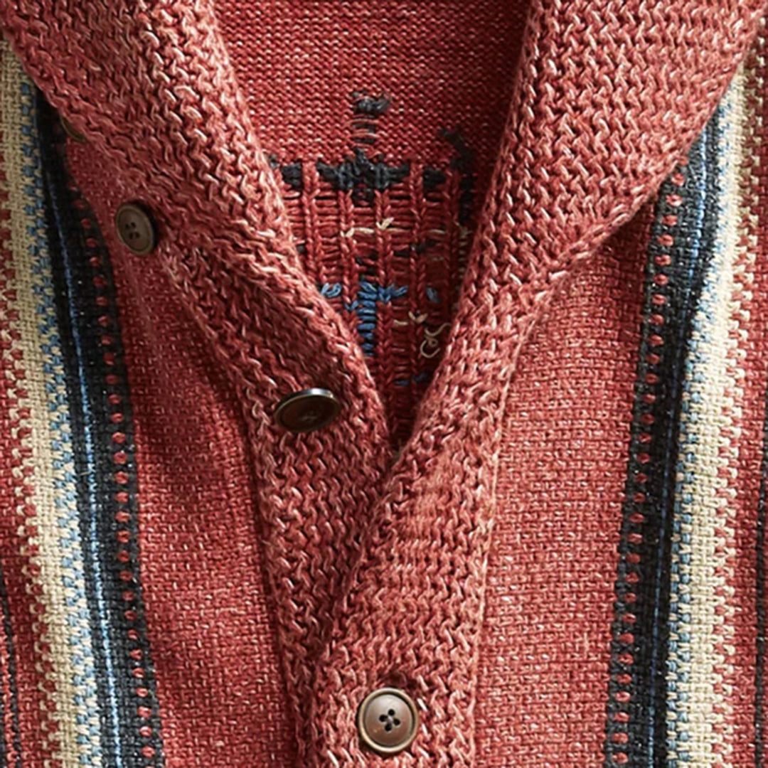 Vintage jacquardstrikket cardigan til mænd