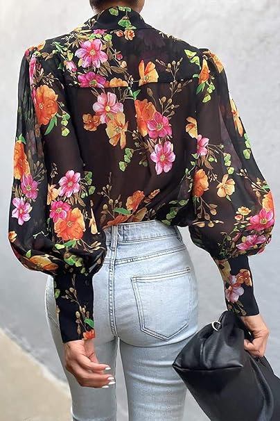 Elegant Top Med Blomsterprint Til Kvinder