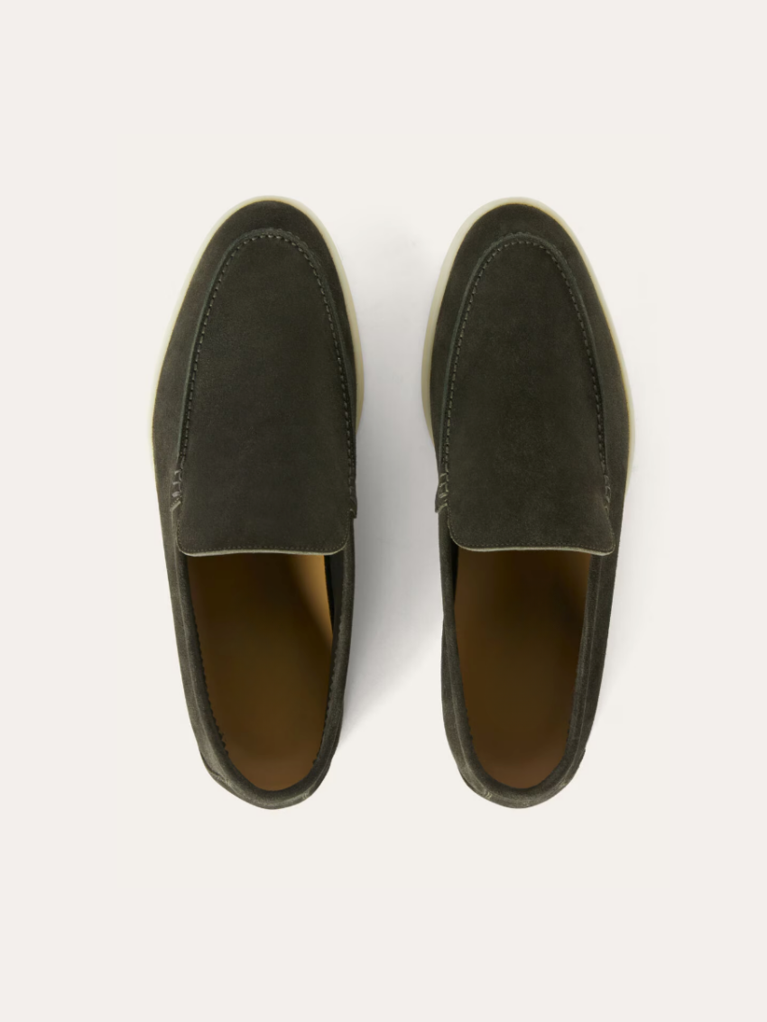 Raffinerede Grøn loafers i ruskind