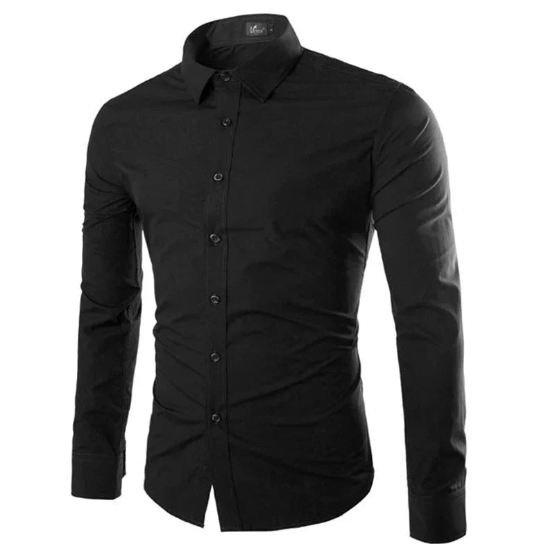 Herre slim fit skjorte med lange ærmer og knapper
