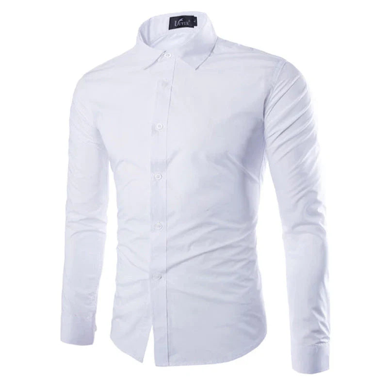 Herre slim fit skjorte med lange ærmer og knapper