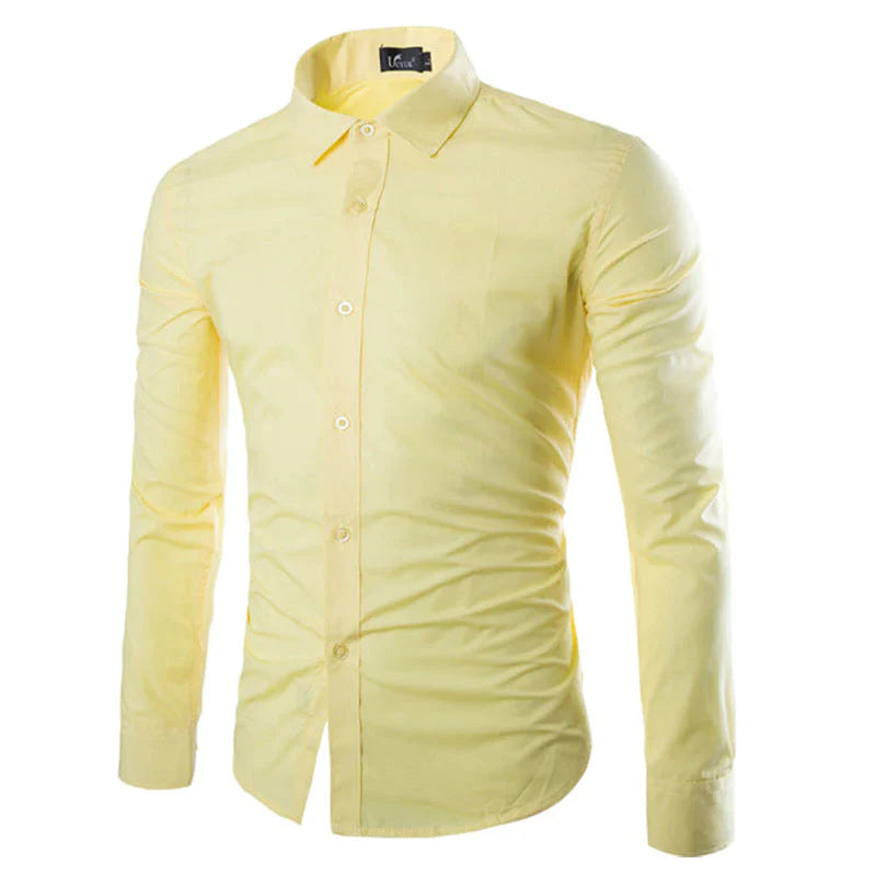 Herre slim fit skjorte med lange ærmer og knapper