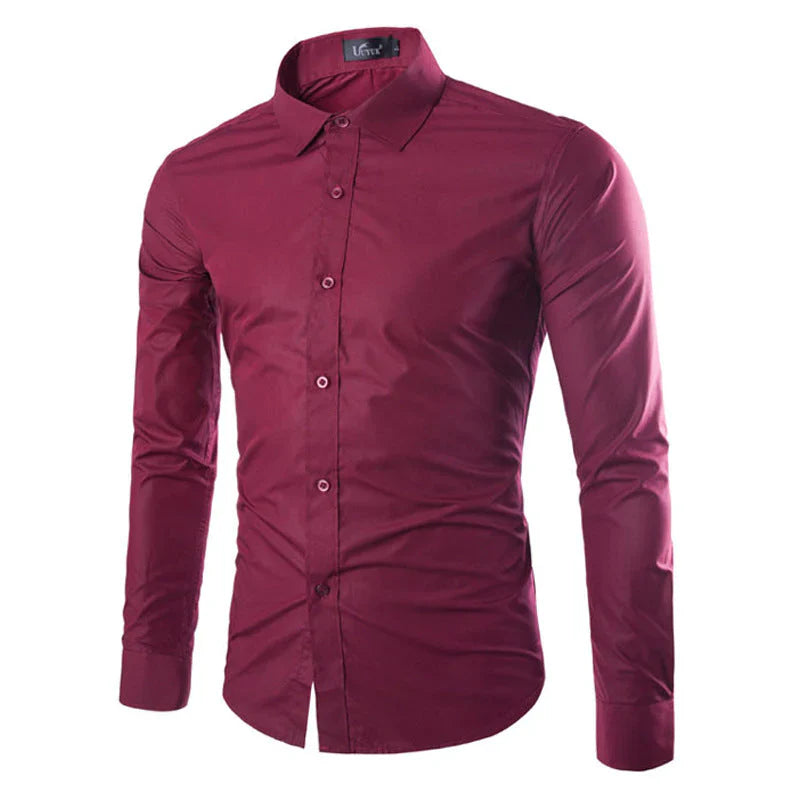 Herre slim fit skjorte med lange ærmer og knapper