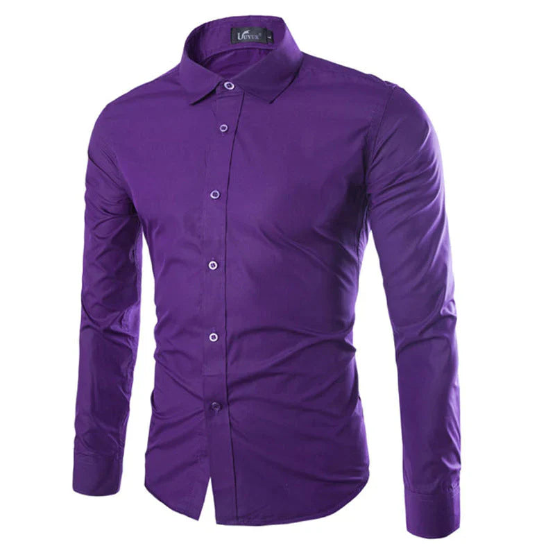 Herre slim fit skjorte med lange ærmer og knapper