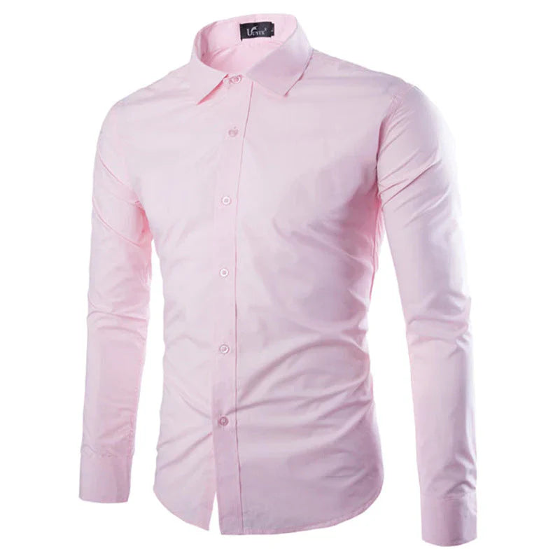 Herre slim fit skjorte med lange ærmer og knapper