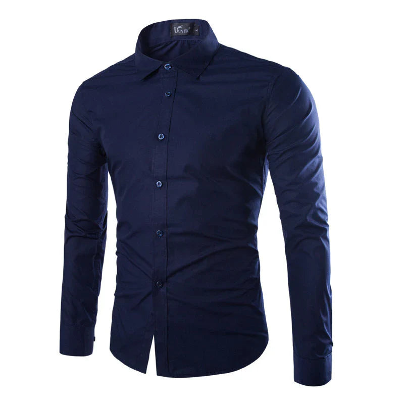 Herre slim fit skjorte med lange ærmer og knapper
