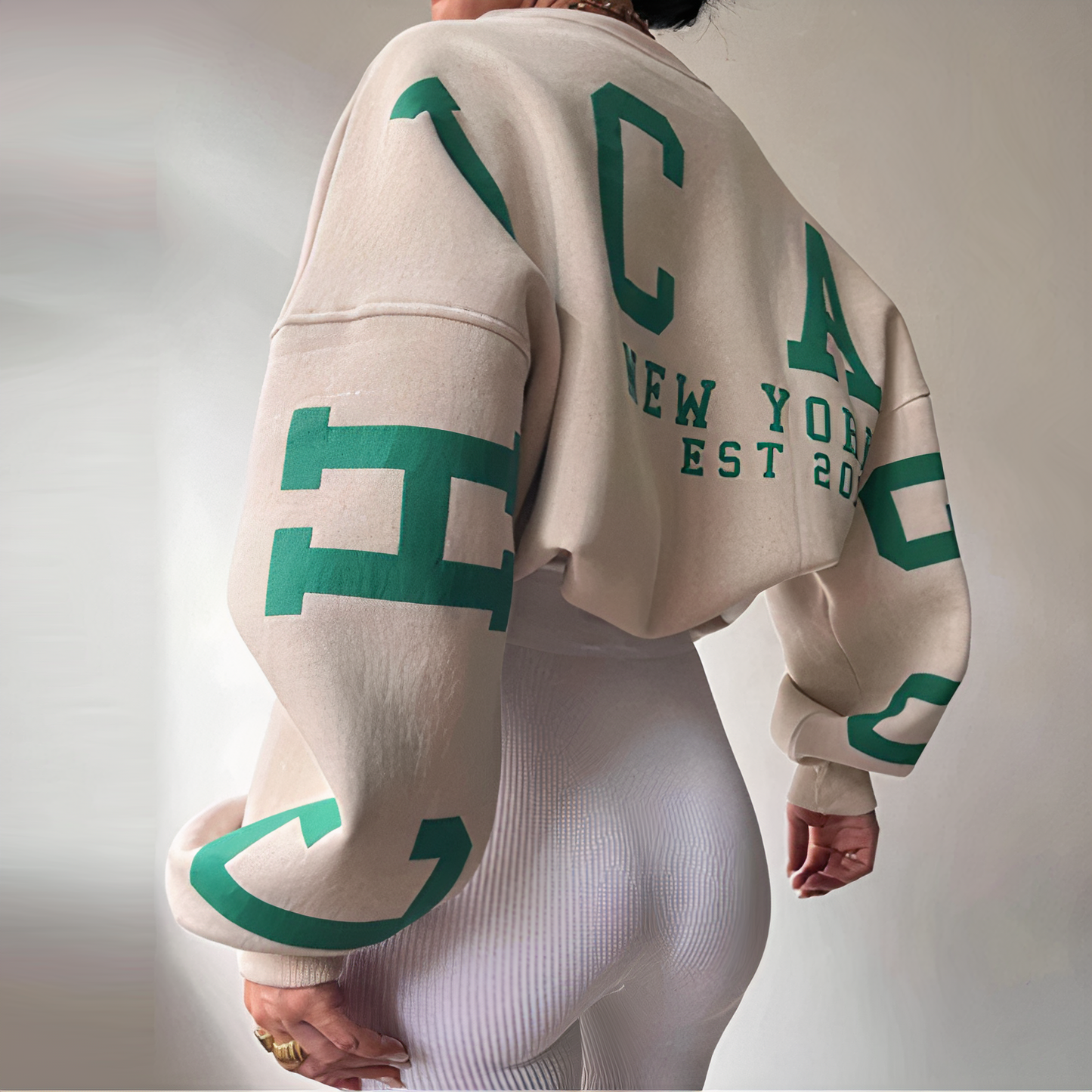 Oversize sweatshirt med bogstaver til kvinder