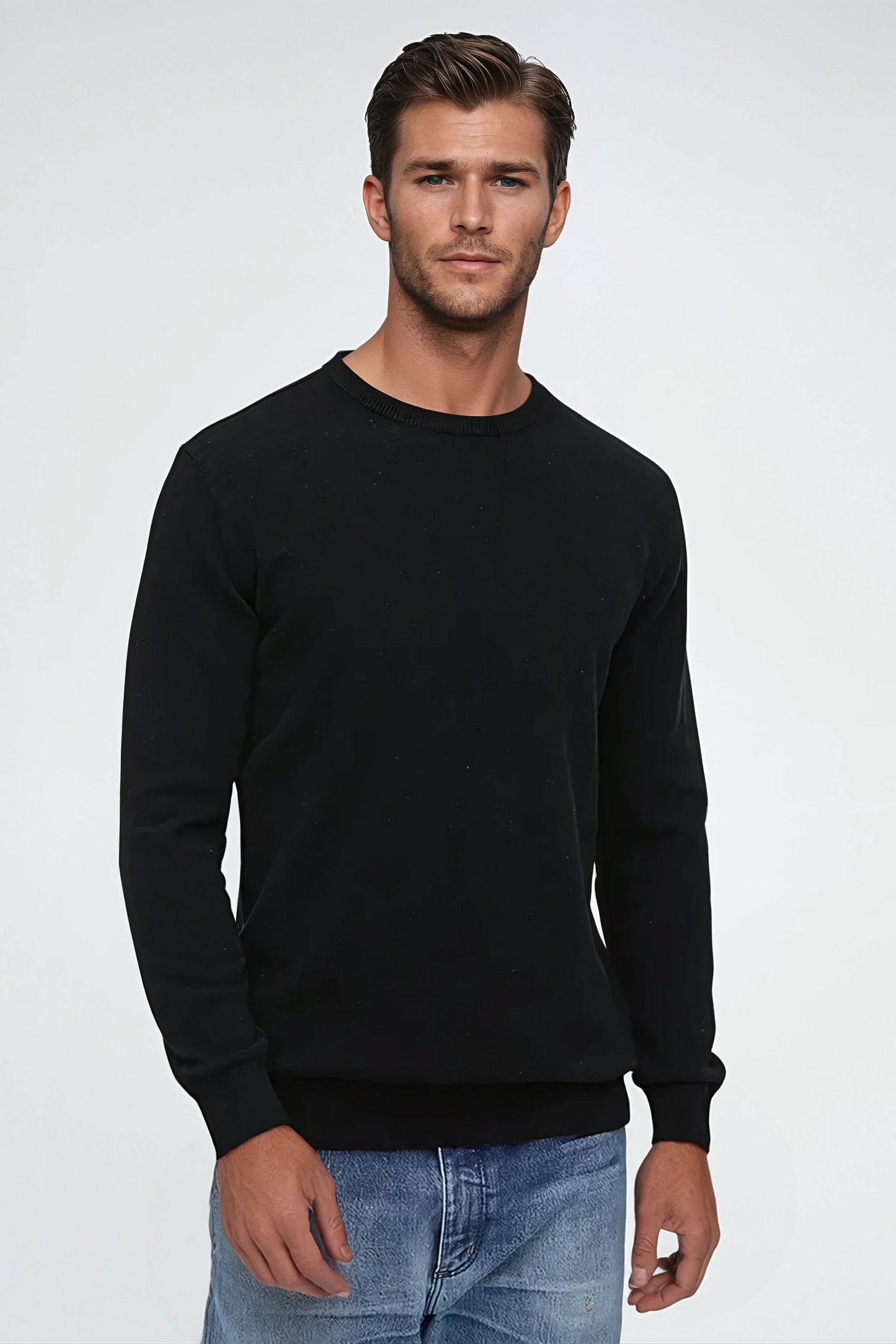 Premium sort sweater til mænd