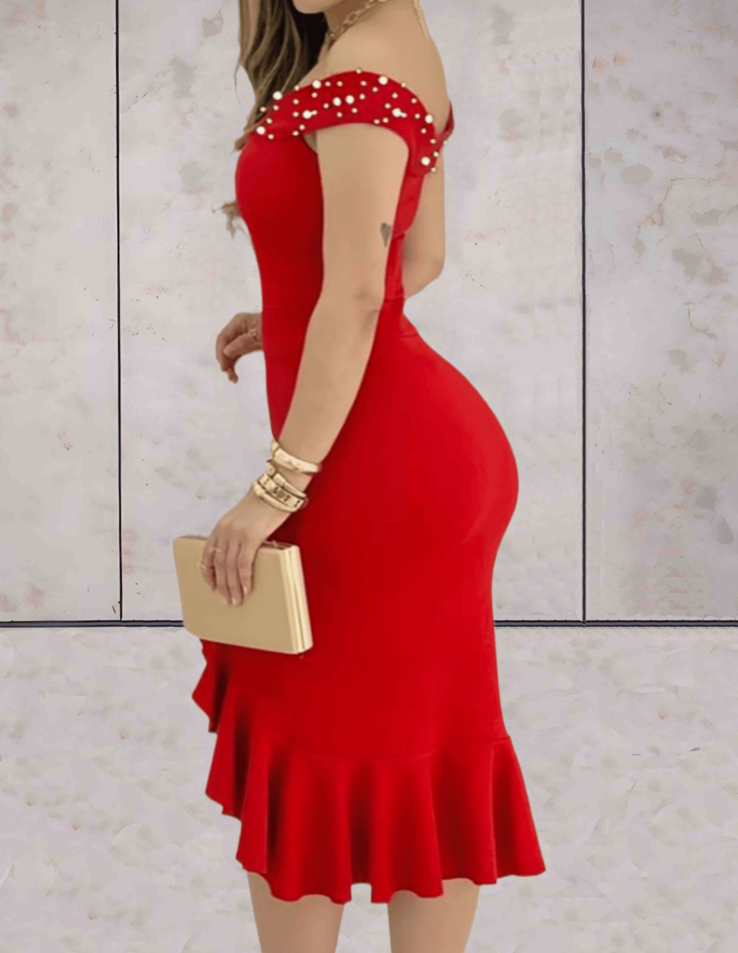 Bodycon-kjole med flæsekant