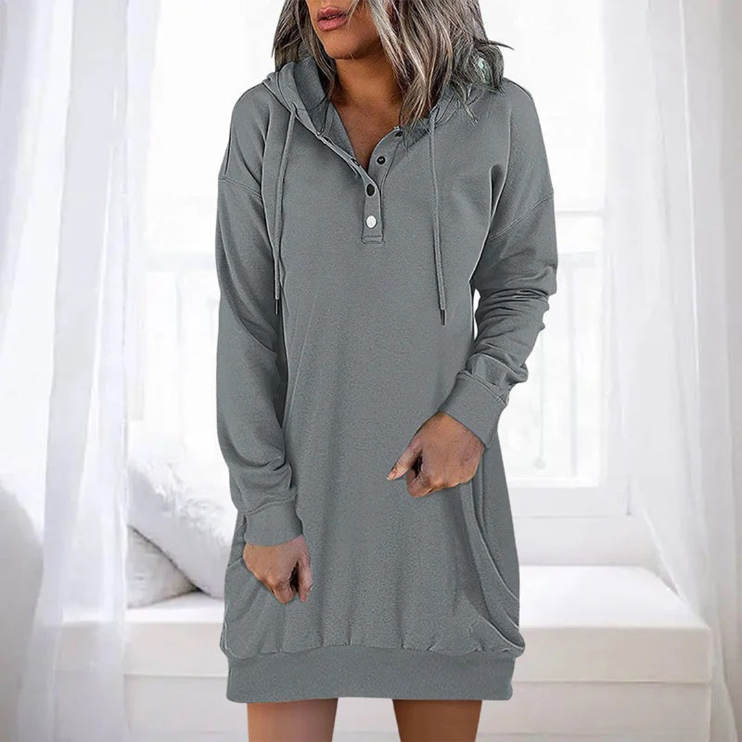 Afslappet hoodie-kjole