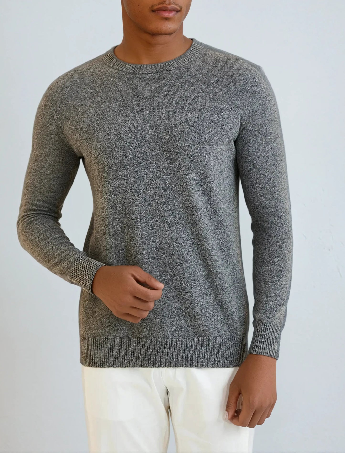 Mørkegrå signatur-sweater i kashmir