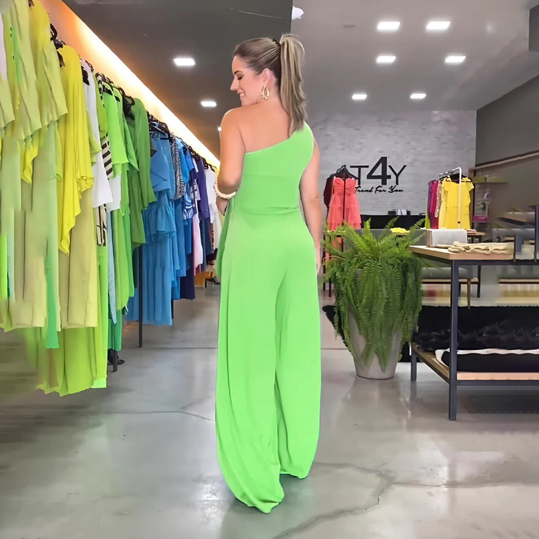 Stilfuld jumpsuit med én skulder