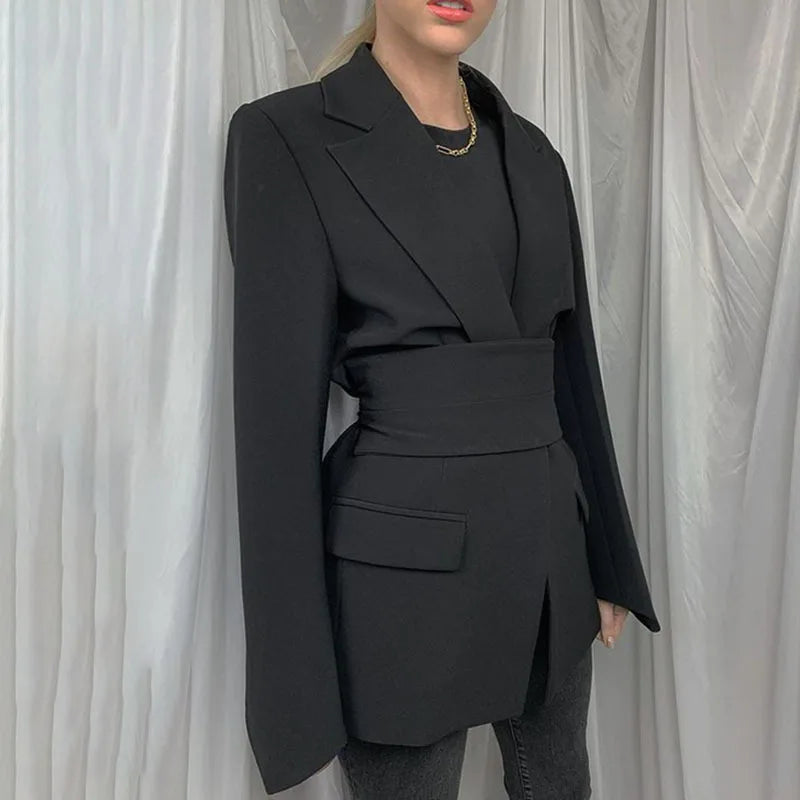Retro-blazer med bælte til kvinder