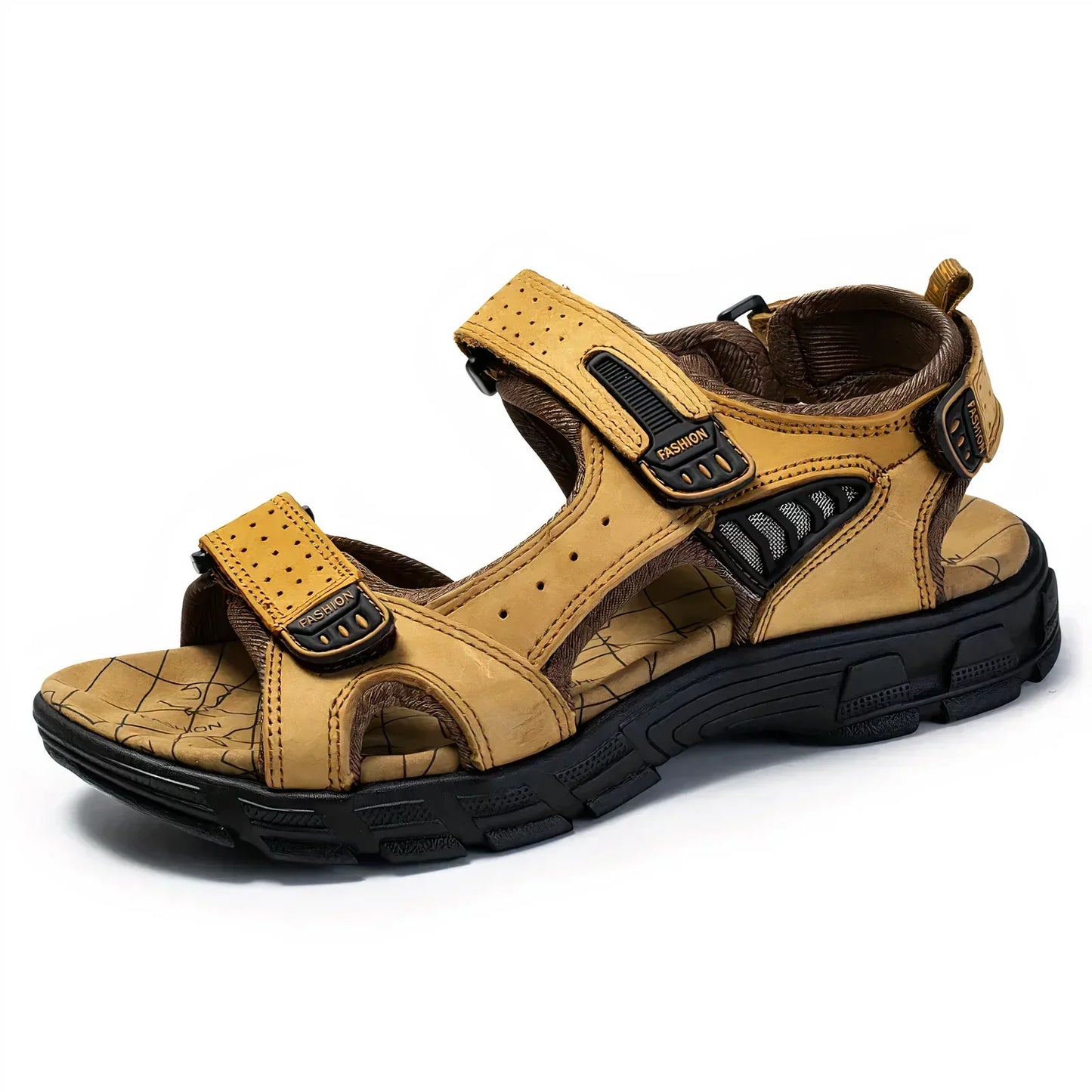 Sandaler i læder til mænd udenfor