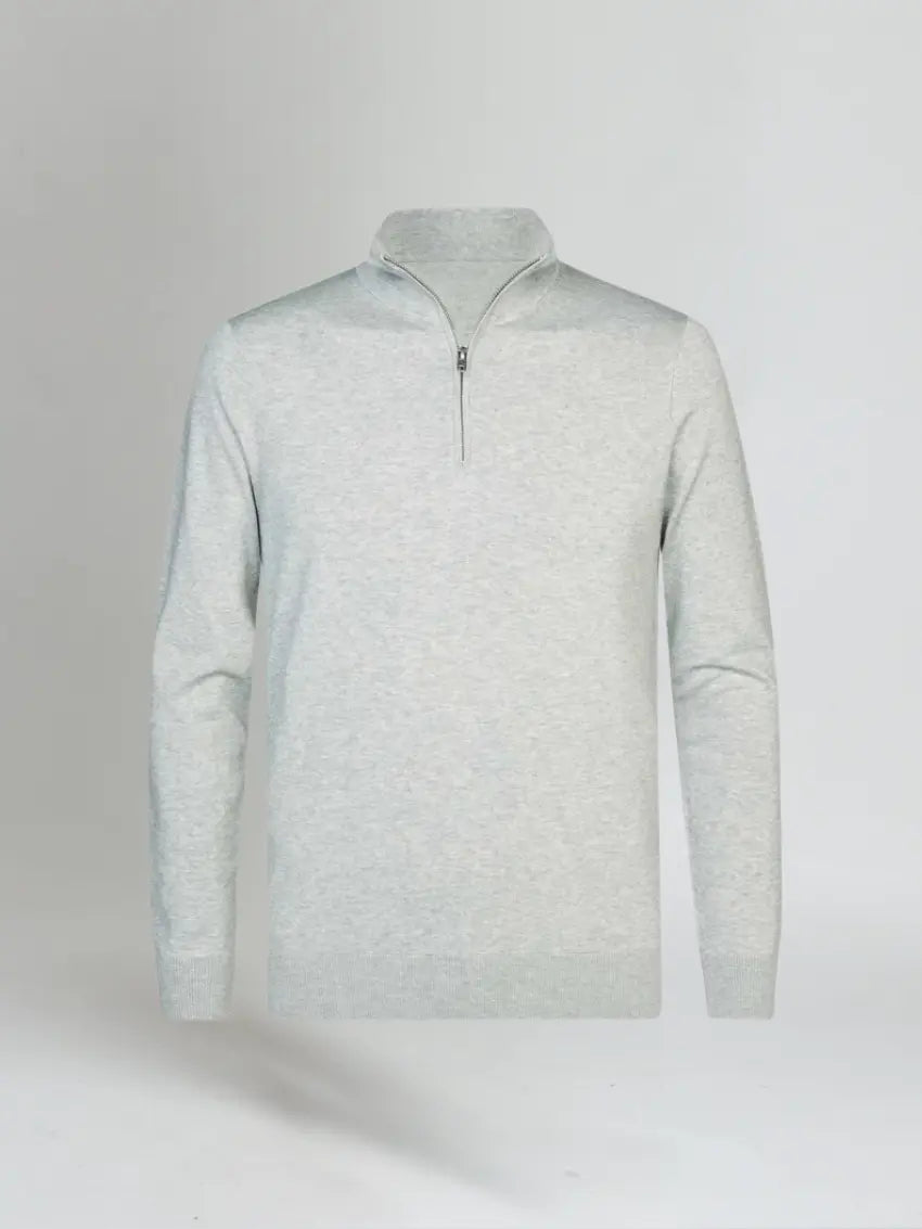 Lysegrå sweater med halv lynlås