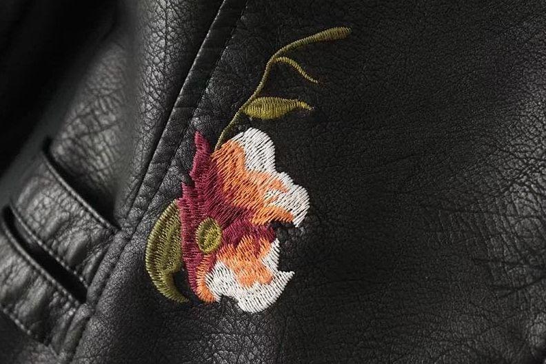 Blomsterbroderet læderjakke