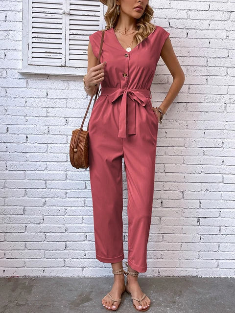 Stilfuld jumpsuit med korte ærmer til kvinder