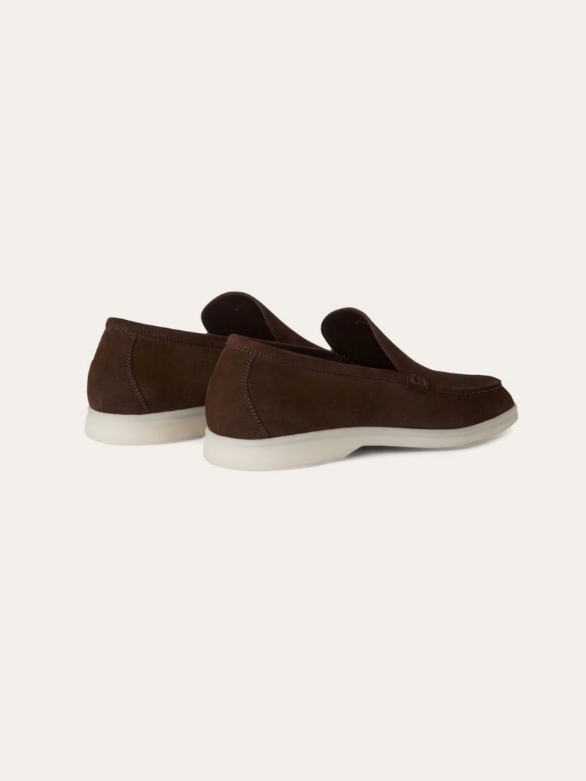 Raffinerede Mørkebrun loafers i ruskind