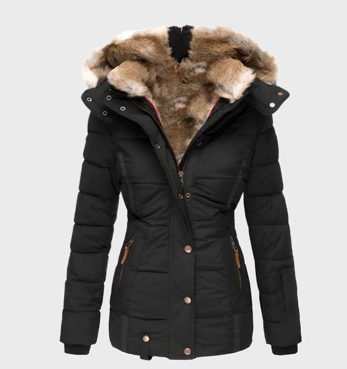 Tyk og varm slim fit vinterjakke med hætte til kvinder