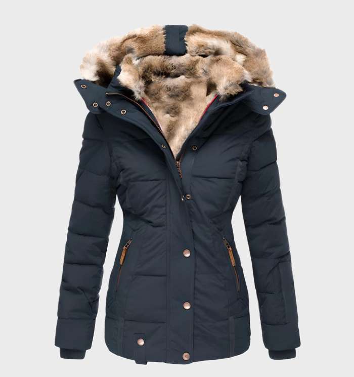 Tyk og varm slim fit vinterjakke med hætte til kvinder
