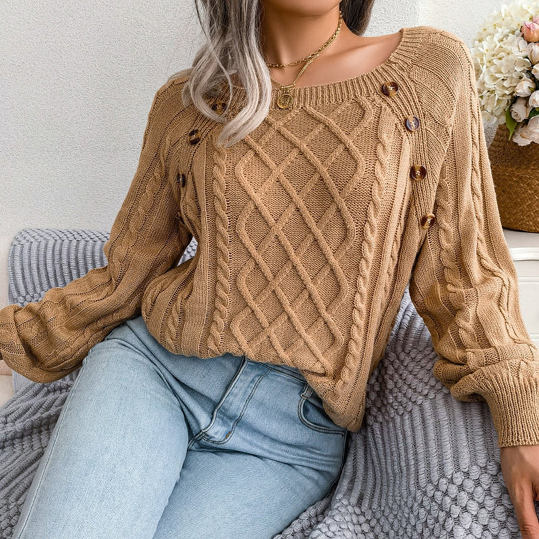 Strikket sweater med firkantet hals og twist
