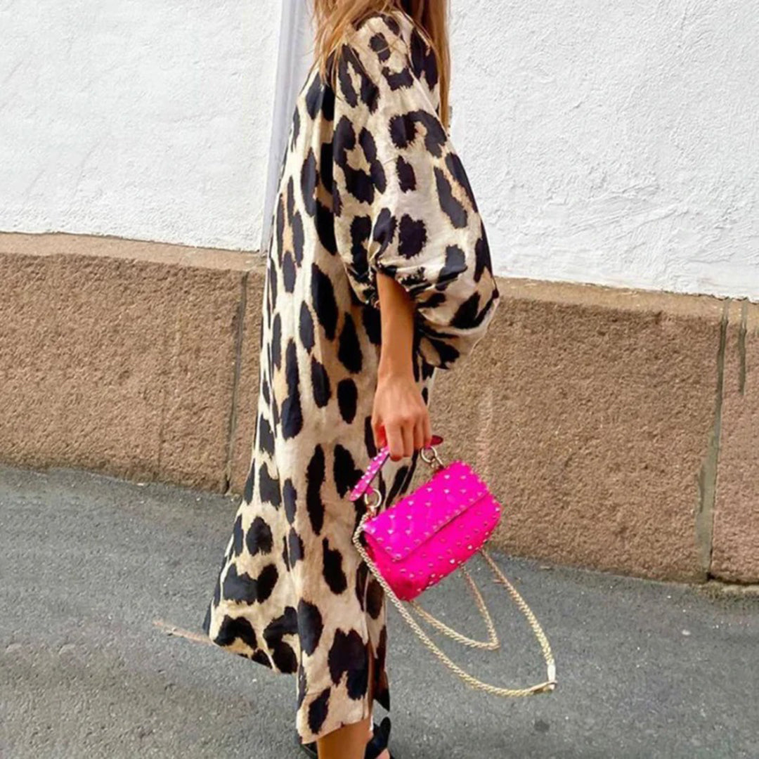 Kjole med leopardprint