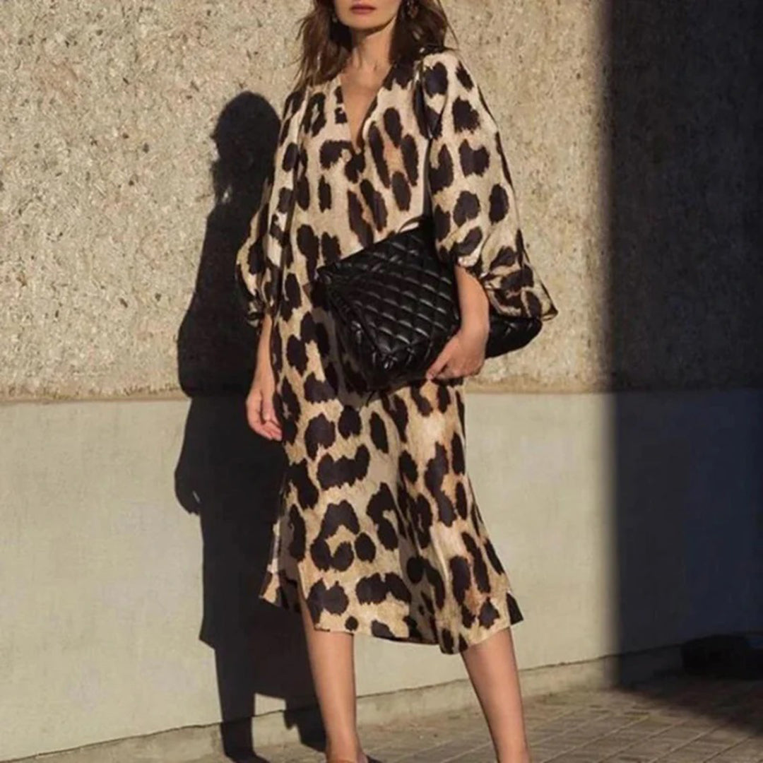 Kjole med leopardprint