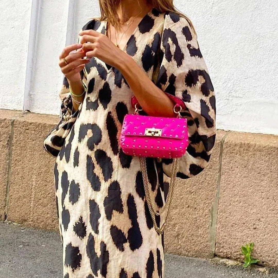 Kjole med leopardprint