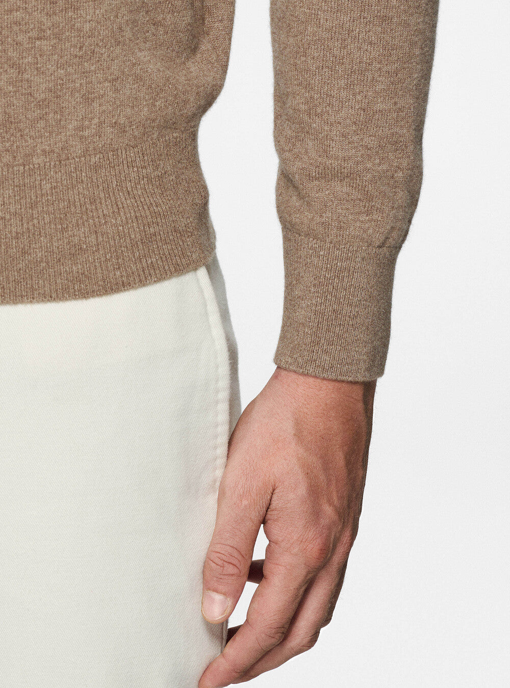 Khaki sweater i premium uld