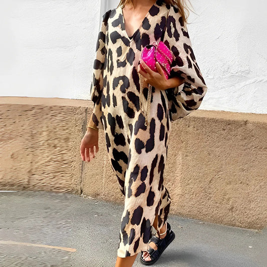 Kjole med leopardprint