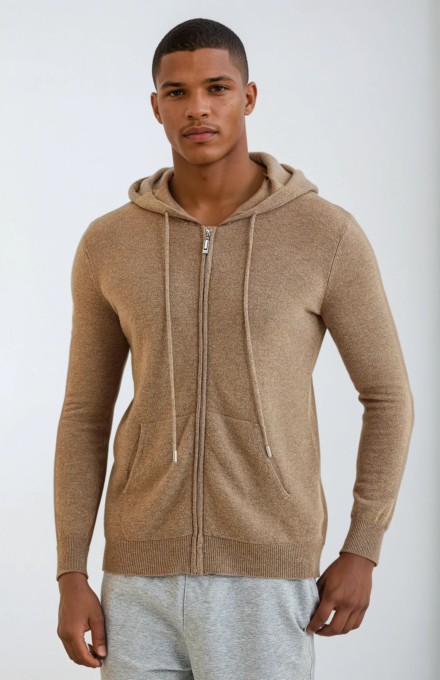 Essential Cashmere Khaki hættetrøje