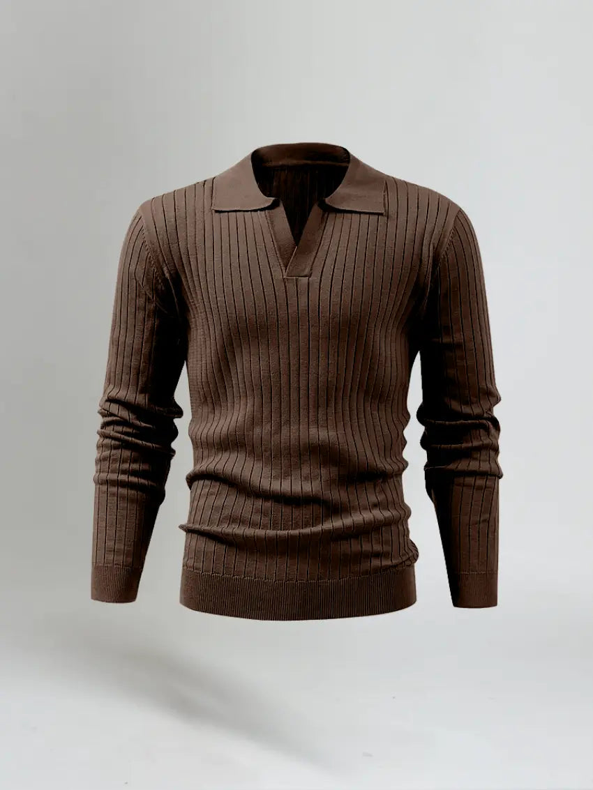 Lodret linje brun herre-polo