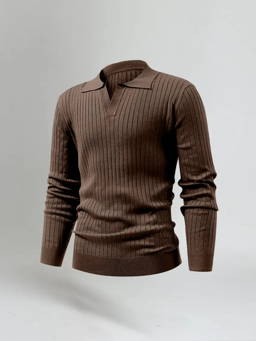 Lodret linje brun herre-polo