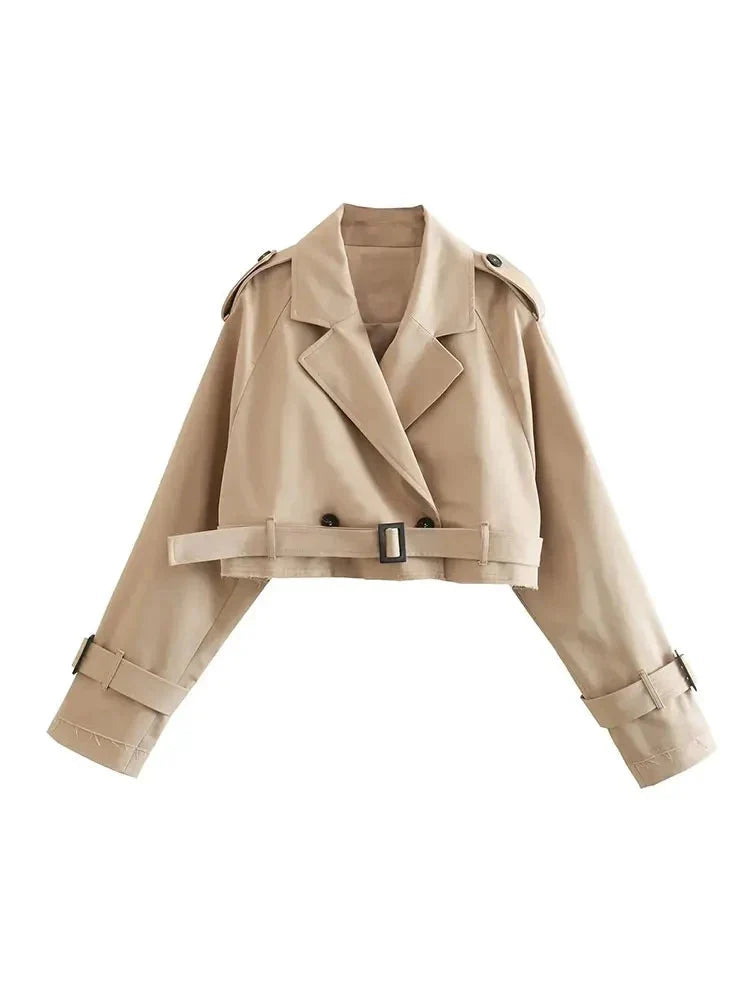 Kort trenchcoat til kvinder | Stilfuld polyesterjakke