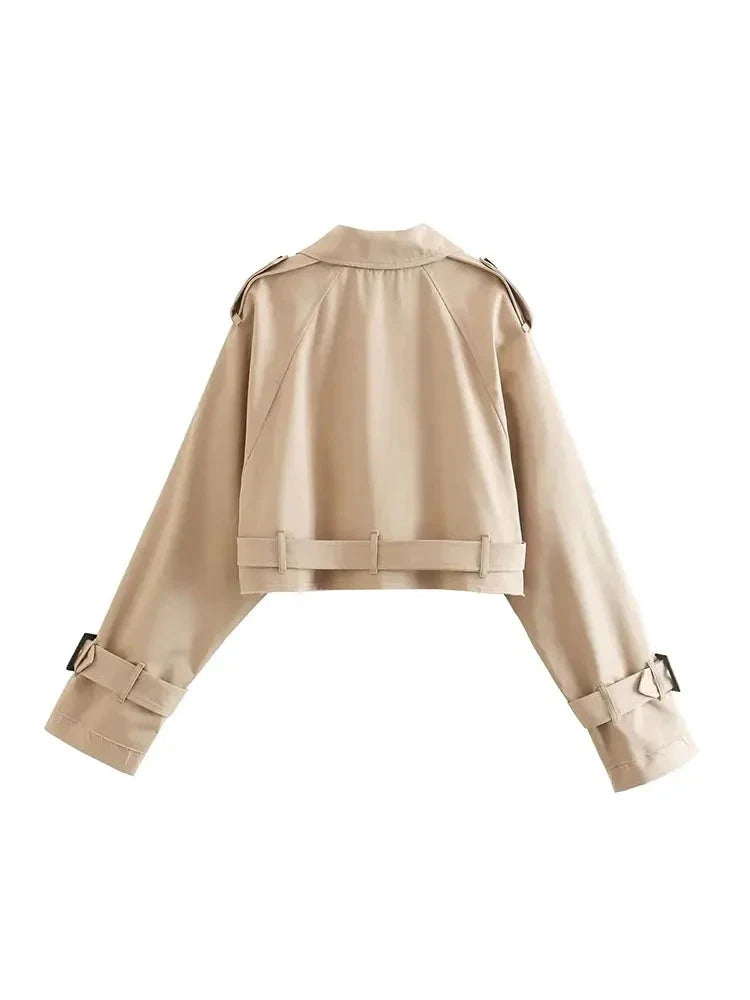 Kort trenchcoat til kvinder | Stilfuld polyesterjakke